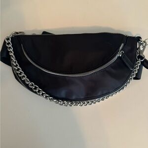 Black and silver hand bag